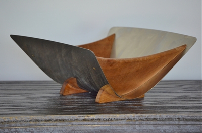 Modernist Arthur Salm - Teak and Stainless Steel Bowl