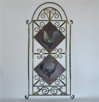 Wrought Iron Painted Rooster Screen