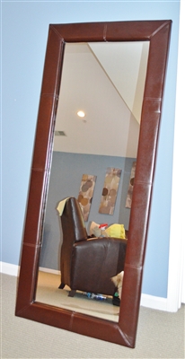 Brown Leather Framed Floor Mirror