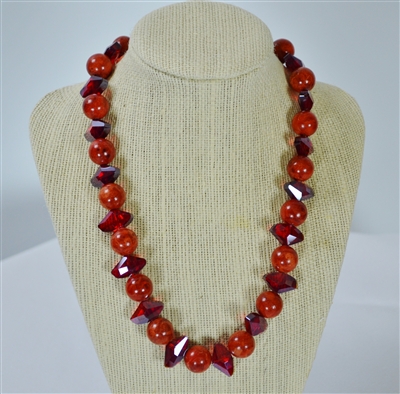 Coral and Crystal Necklace